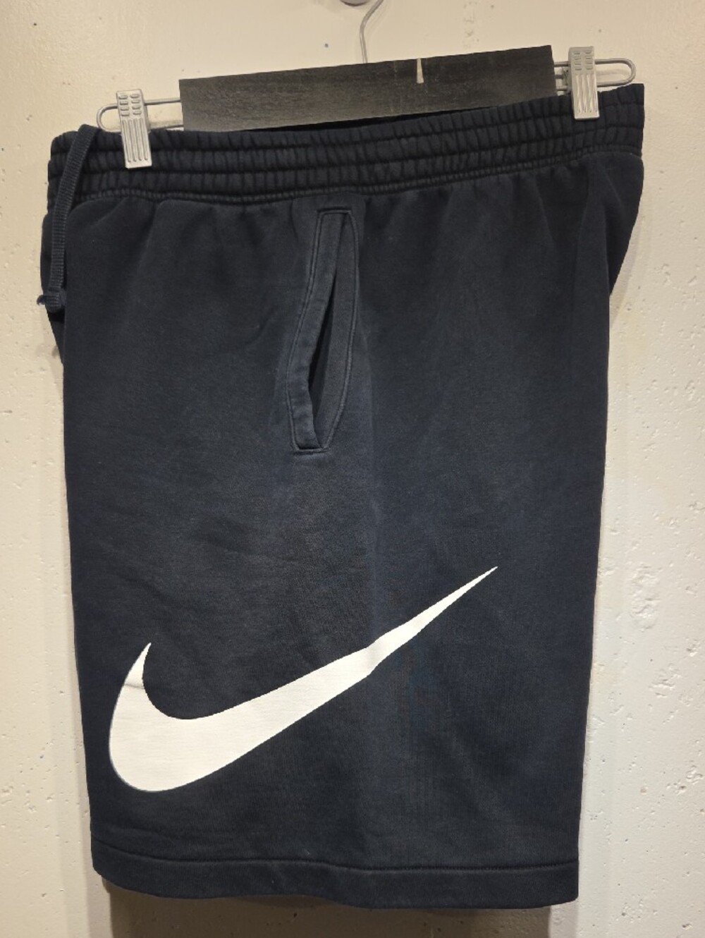 Nike Black Fleece Shorts w/ White Swoosh (Medium)